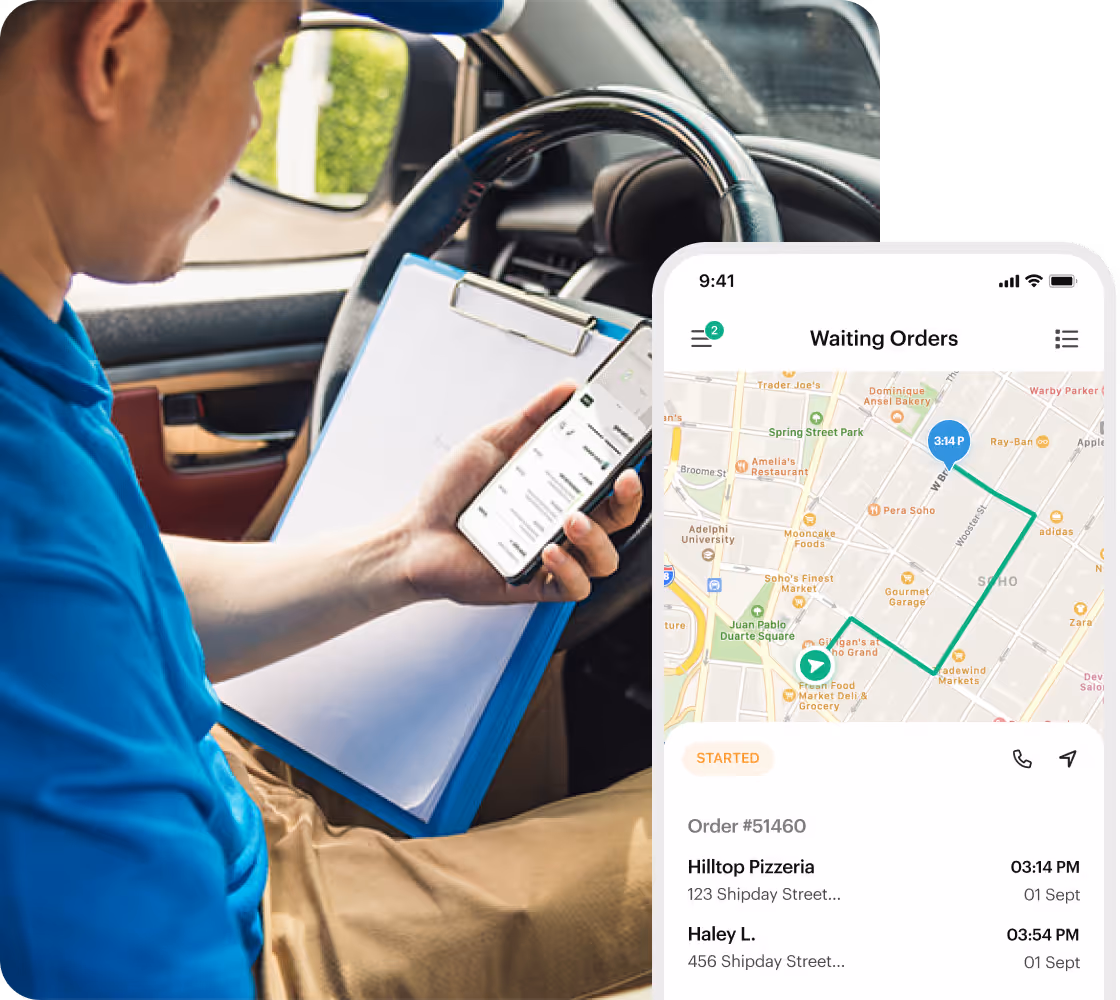 Driver checking his waiting orders and route in the Shipday driver app