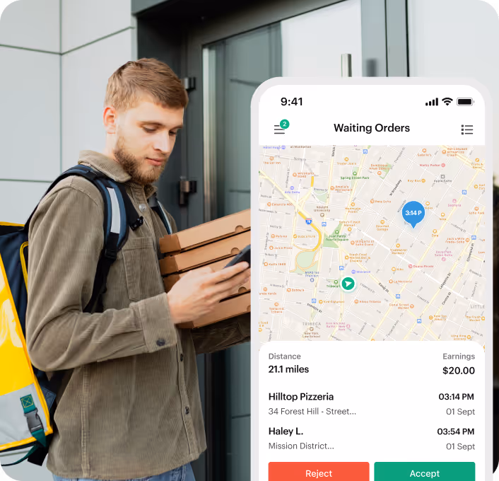 Shipday driver app showing a multi-stop route and order details