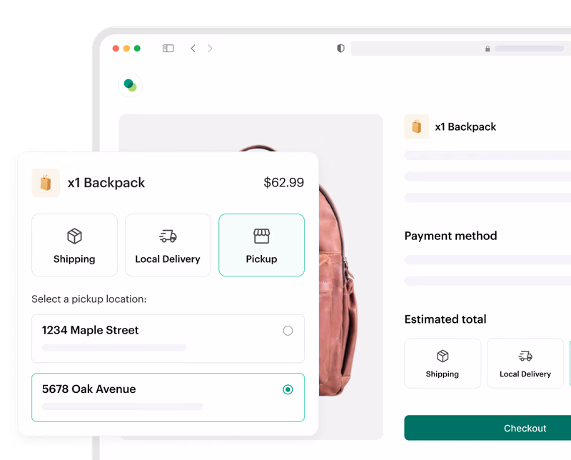 Shopify checkout with Shipday pickup locations to choose from