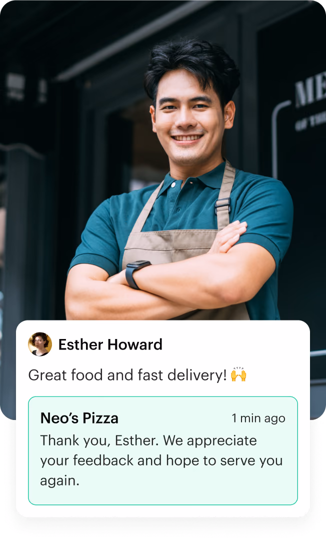 Shipday generating a reply to a customer review